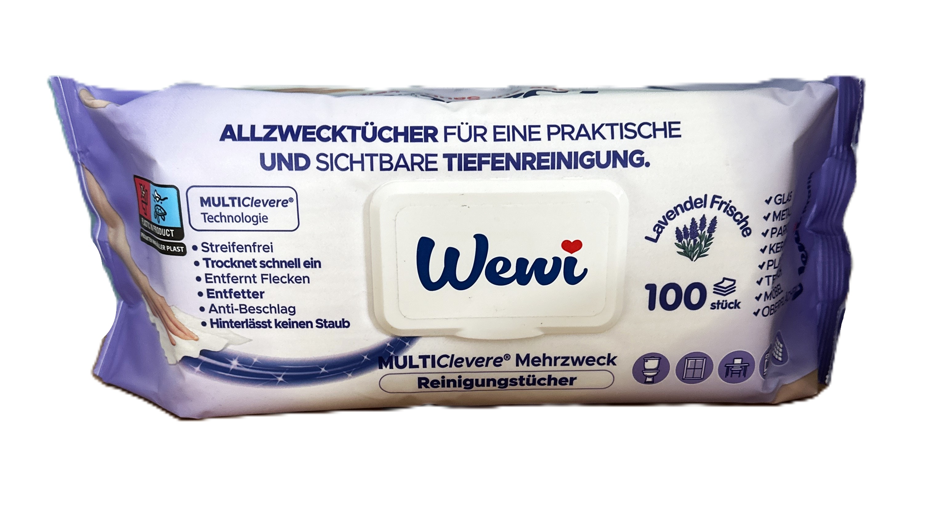 6 Wewi Pratik Feuchtetücher 100 Blatt Lavendel Lila