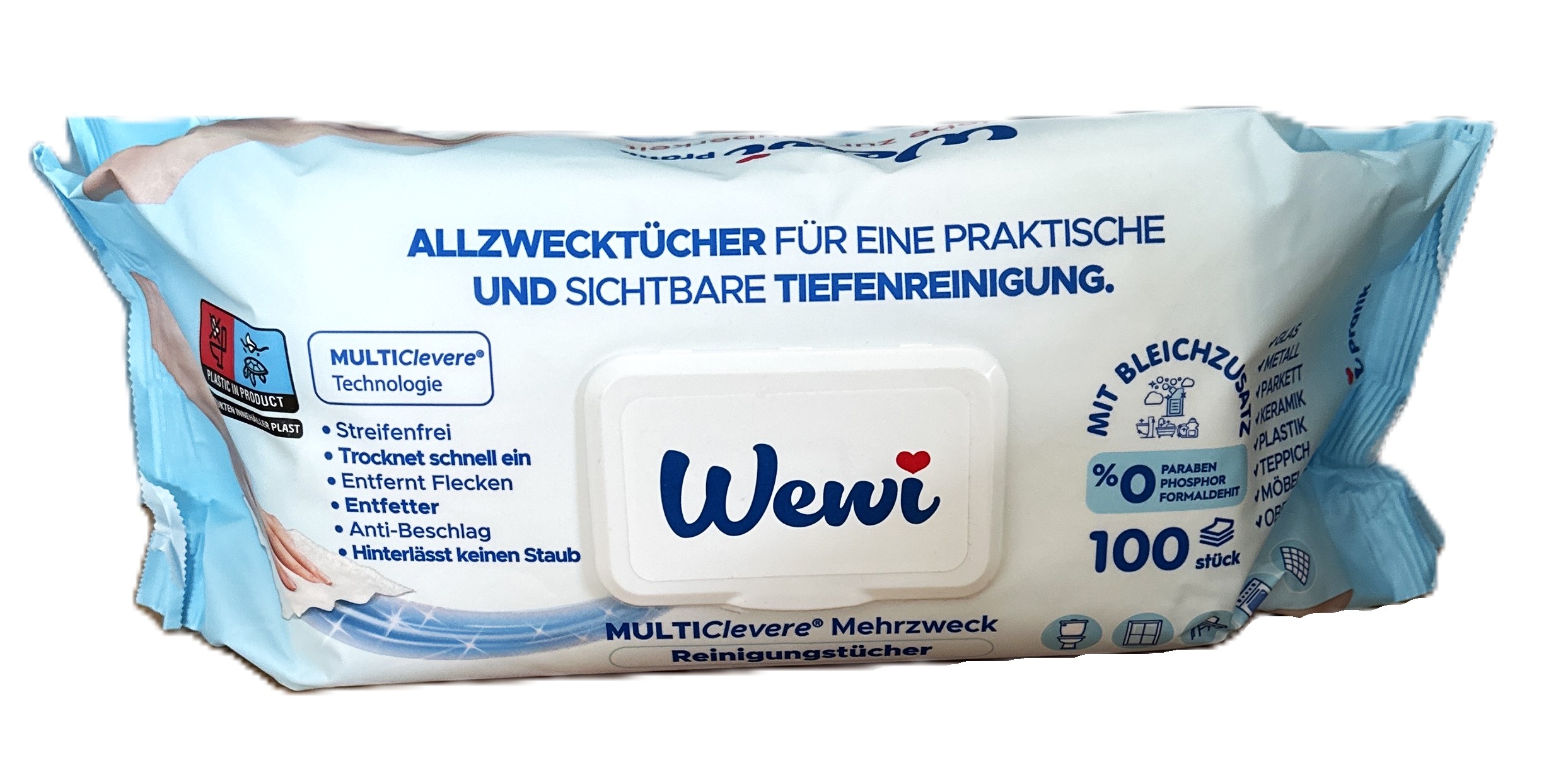 6 Wewi Pratik Feuchtetücher 100 Blatt Bleichzusatz Hellblau