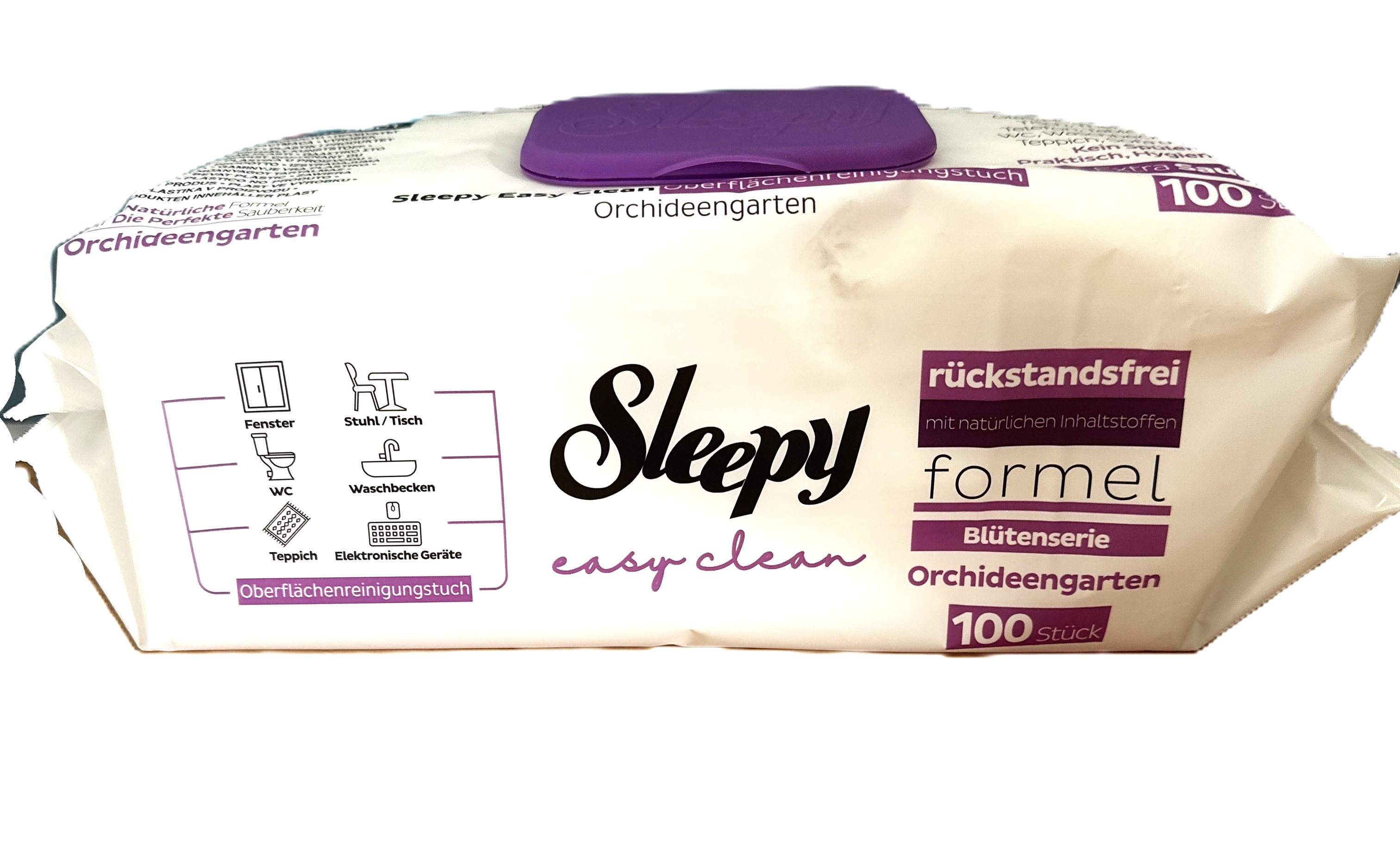 6 Sleepy Easy Clean Feuchtetücher 100 Blatt Orchideengarten Lila